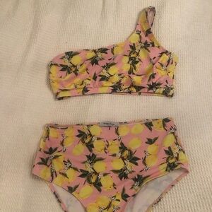 Lemon print bikini high waisted women’s size XL